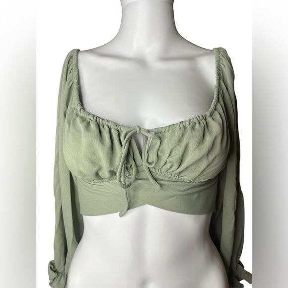 Parallel Lines Elegant Sage Green Women's Cropped Top Size 8 - Picture 1 of 4